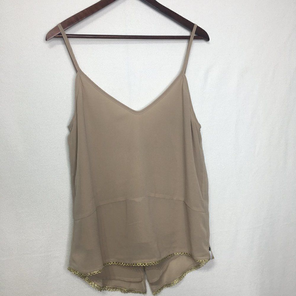 One Teaspoon  Tan Tank Top With Gold Detailing